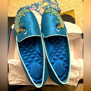 Birdies and Ken Folk collaboration Blue Embellished Flats